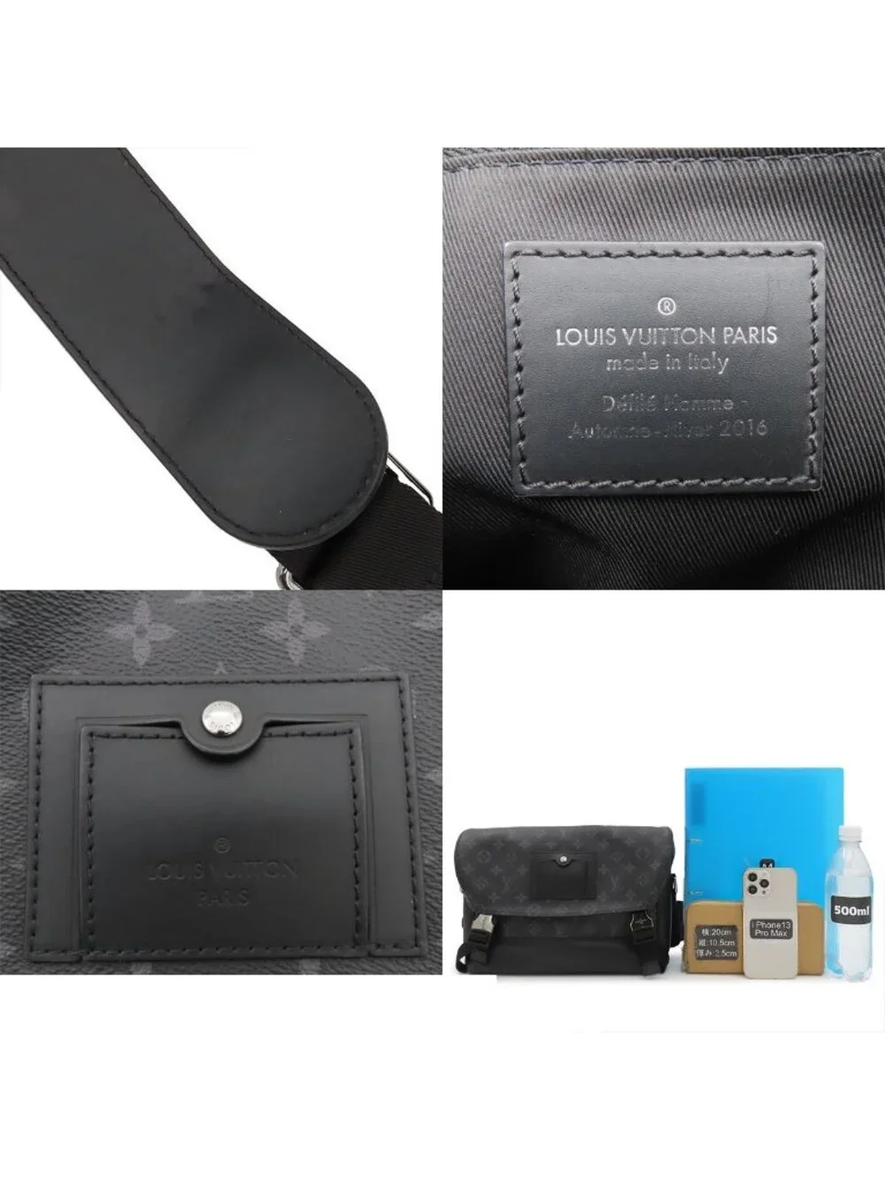 Louis Vuitton Messenger Voyage Black Silver Monogram Eclipse Shoulder Bag